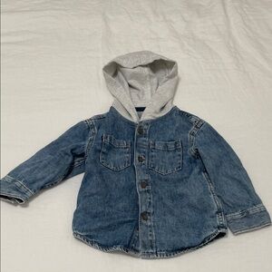 Cat & Jack Blue Denim Jacket with Gray Hood